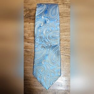Geoffrey Beene Silk Necktie Blue and Gold Paisley Tie